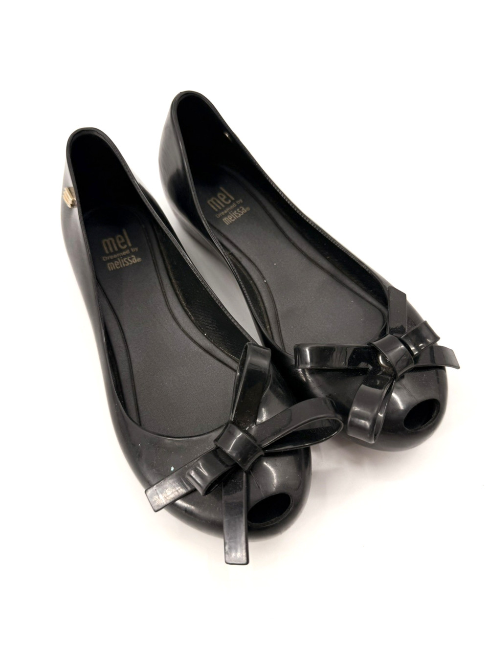 Mel by Mini Melissa Ultragirl Black Bow Girls Flats Size 2